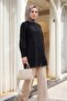 Lined Shirt with Lace Collar and Sleeves and Ball Buttons - Black - 4