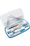 Math Geometry Set,8 Pcs Starter Kit,2 Drafting Compasses,Protractor,Set Squares,Ruler,for Students,Math Class,Homework,Blue - 4