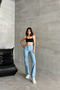 Women's High Loose Loose Cotton B.Blue Denim Trousers - 4