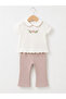 Baby Collar Floral Embroidered T-Shirt and Pants Set - 2