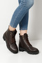 Women's Brown Antique Zippered Thick Heeled Boots - 4