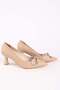 Women's Short Heeled Stone Bow Pointed Toe Evening Dress Shoes Skin Color