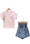 Girl's pearl balloon sleeve t-shirt and denim skort set (ages 2-5) - 6