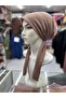 Scarf Bonnet Cotton Fabric Non-Slip Mink Color - 2