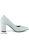 Belinda Plus Silver Satin Pointed Toe Thick Heeled Evening Dress Shoes - 5