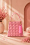 Pink Women's Handbag, Pyramid Model Tpu Tote Bag, with Lipstick Container - 5