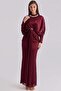 Stone and Flywheel Detailed Yoryo Silk Hijab Evening Dress Bordo 1254 - 3