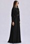Stone and Flywheel Detailed Yoryo Silk Hijab Evening Dress Black 1254 - 5