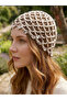 Sequin Beige Color Mesh Knitted Bandana – Stylish Bohemian Summer Beanie - 2