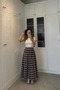 Women's Plaid Checkered Poplin Fabric Long Skirt with Elastic Waist Casual Maxi Skirt 90 cm - 5
