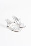 Silver Women's Stone Heeled Slippers Tr20My04F - 4