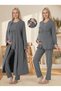 Women's Elegant Long Sleeve Maternity Pajama Set with Smoked Fabric and Hidden Nursing Features