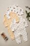 Unisex Baby Rompers Set of 3 9-18 Months Zippered Cotton Ribbed Teddy Bear Star Patterned
