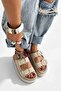 Giza Beige Suede High Wedge Heel Women's Slipper - 3