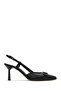 Women's Black Open-Back Stiletto, Thin Heeled Leather Shoes 26Pfd120218