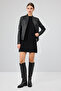 Delano Women's Black Short Leather Jacket 25Wgd5321Ve - 6