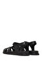 Women's Black Strappy Leather Sandals 26Sfd351018 - 6