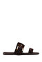 Women's Brown Buckle Suede Leather Slippers 25Sfd 160710