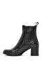 Women's Black Thick Heeled Leather Chelsea Boots 24Wfd 186418 - 4