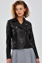 Bella Women's Black Slim-Fit Biker Leather Jacket 23Wgd5106U4