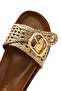 Women's Gold Buckle Straw Leather Slippers 25Sfd5505M7 - 8
