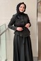 Embossed Floral Embroidered Jacket Skirt Set - 3