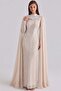 Exclusive Hijab Evening Dress with Detachable Cape Detailed with Pearl and Sequin Patterns Taş 1097