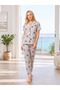Women's Button-Down Shirt Collar Cute Patterned Summer Pajama Set 78-112
