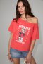 Manaia women's 100% organic cotton one-shoulder pink t-shirt with world cup special print - 2