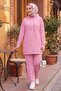 Double Pocket Hooded Two-Piece Set 1668 - Pink - 3