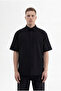 Men's Flamed Cotton Oversize Shirt Black