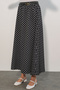 Women's Belted Long Polka Dot Skirt 8078 - Black - 4