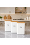6-Piece Wooden Vacuum Lid White Acrylic Food Storage Box 3 Lt with Labels - 3