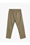 Linen Cotton Blended Chino Trousers with Lace-Up Waist - 4