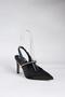 Black Satin Fabric Stone Heeled Shoes M404707404 - 5