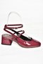 P654137008 Claret Red Patent Leather Mary Jane Low Heeled Women's Shoes Maryjane - 7