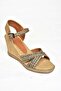 S241414004 Black Fabric Glitter Wedge Heeled Women's Shoes - 6
