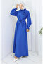 Rubber detailed belted dress 2063-05 cobalt blue - 3
