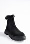 Black Genuine Suede Thick Soled Daily Women's Boots N654080602 - 5