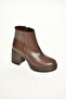 T 820197409   Brown Thick Heeled Women's Boots - 8
