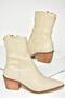 T356654109 Beige Pointed Toe Thick Heeled Women's Boots - 5