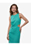 Slit Sleeveless Crew Neck Window Knot Detailed Midi Length Linen Dress - 5