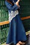 Pins Detailed Denim Skirt Blue - 2