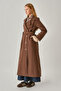 Stripe Stitching Detailed Trench Coat Brown - 8
