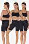 Women's 3 Pieces Black Knee-Length Non-Marking Modal High Waist Leggings 3m113