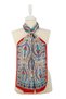 Red Beige Large Tulip Voile Silk Scarf