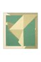 Cream Green Geometric Pattern Twill Silk Scarf