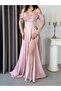Powder Kayık Neckline Underwire Lace Detailed Long Evening Dress - 5