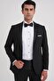 Slim Fit Single Button Flannel Pocket Detachable Satin Collar Black Groom Suit Tuxedo Suit Black 084 - 2
