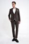 Slim Fit Double Slit Seersucker Fabric Flexible Brown Sports Suit Tk 940